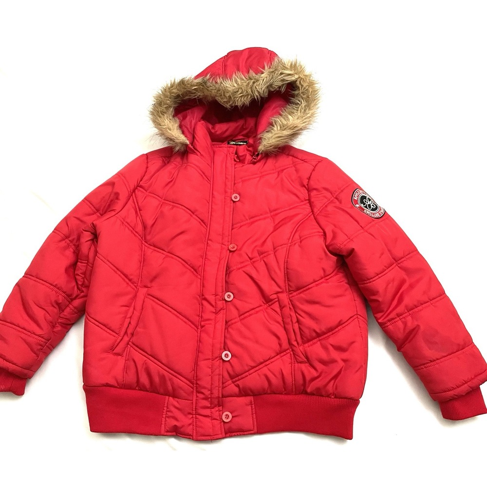 Vintage Y2K Apple Bottoms Puffer Jacket 1X Removable Faux Fur Hood Hip Hop Nelly